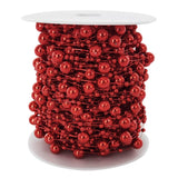 INSPIRELLE 99 Feet Metallic Red Christmas Tree Beads Artificial Pearls Beads Garland Chain Plastic Bead Roll for DIY Christmas W