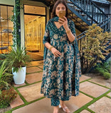 Gosriki Women'S Rayon Viscose Anarkali Printed Kurta With Pant & Dupatta (Navneeta Dark Green-Vks02-Gs_L_Green_Large),Green,,B0F8ZYZ2TL