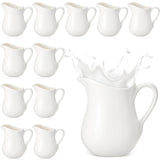 Nuanchu 12 Pcs 3 oz Small Creamer Milk Pitcher, Classic White Porcelain Creamer with Handle, Ceramic Maple Syrup Dispenser, Coff