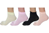 Starvis Ankle/High Ankle Designer Frilled Self Embroidery Socks For Women With Thumb Pack Of 4 Pair (Yellow Orange Pink Black)