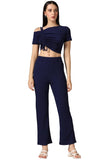 Toplot Co Ord Set For Women Solid Top And Bottom (Top-Pant-5138-Navy-L) Blue,Blue,,B0CGNP1QW9