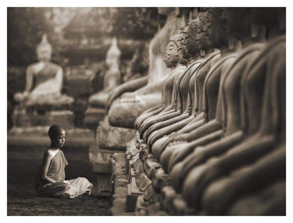 Young Buddhist Monk Praying, Thailand (Sepia)-Paper Art-42,,X32,,