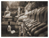 Young Buddhist Monk Praying, Thailand (Sepia)-Paper Art-42,,X32,,