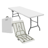 ONUUNPY 8ft Heavy Duty Portable Folding Table - Plastic Dining Table Indoor/Outdoor White Plastic Table for Parties, BBQs, and C