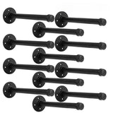 YCCO Industrial Pipe Shelf Brackets 12-Pack 14 Inch - Heavy Duty Black Iron for 8-14 Wood-Wall Mount Floating Shelves Kit with A