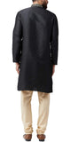 Sojanya (Since 1958) Men'S Black Jacquard Silk Kurta & Churidaar Pyjama, Size: Xxl