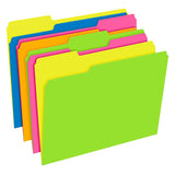 Pendaflex Glow Twisted Twin File Folders; Assorted, 1/3 Cut, 12/Pack