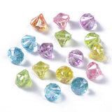 DanLingJewelry 900Pcs Random Color Faceted Acrylic Beads Diamond Shaped Loose Spacer Beads for DIY Bracelet Necklace Earring Cra