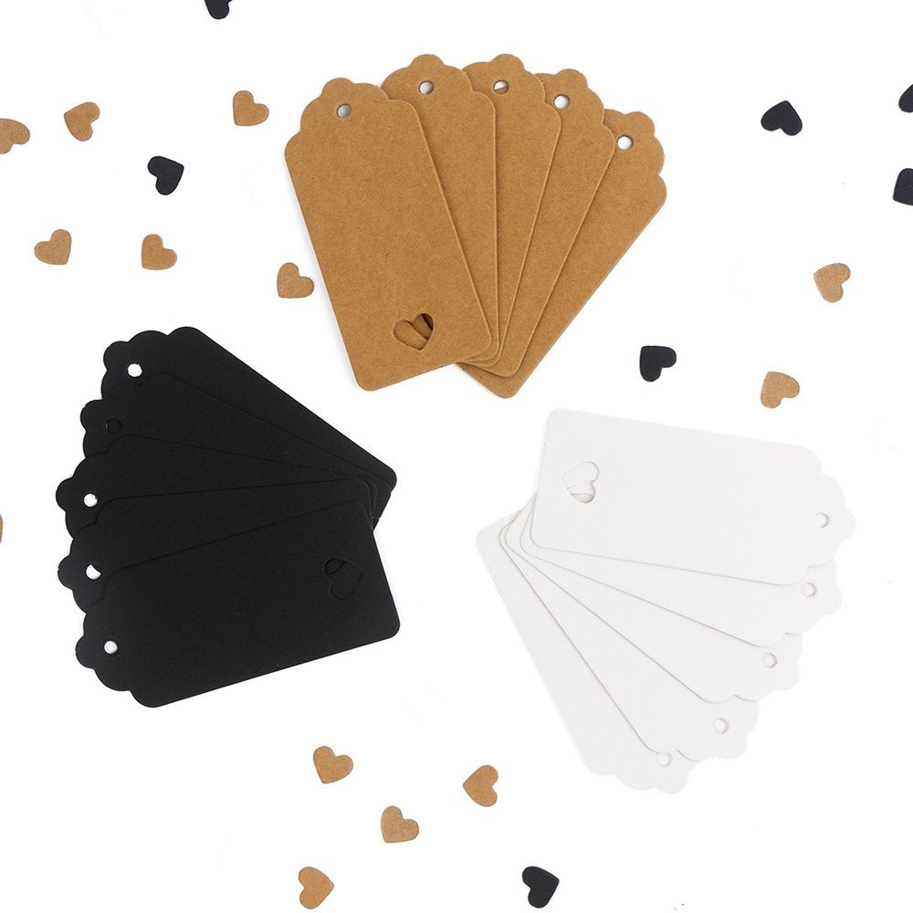 150Ct Kraft Gift Tags Labels With String (3 Colors)