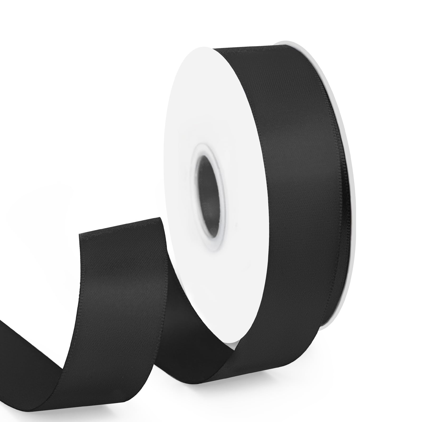 HimBen Double Faced Black Ribbon 25 Yards, 1 inch Black Stain Ribbon for Gift Wrapping, Flower Bouquet, Weddings Party Invitatio