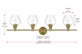 Living District Gene 4-Light Metal Wall Sconce In Black And Clear Glass