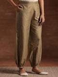 Libas Womens Solid Silk Salwar For Women Gold Gold 2Xl