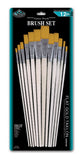 Royal and Langnickel Long Handle Flat Taklon Variety Brush Set Gold (Pack of 12)