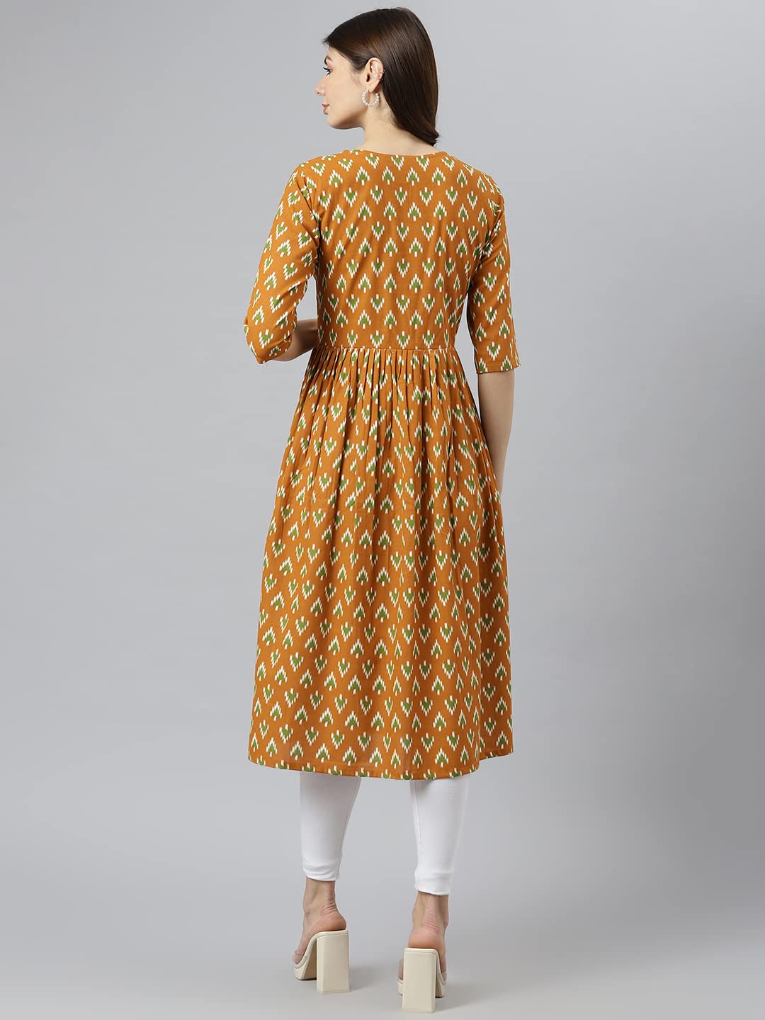 Anni Designer Women'S Polycotton Anarkali Printed Kurta (Moti Mustard_2Xl_New01_Mustard_Xx-Large),Mustard,2XL,Polycotton,Anarkali,kurta