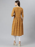 Anni Designer Women'S Polycotton Anarkali Printed Kurta (Moti Mustard_2Xl_New01_Mustard_Xx-Large),Mustard,2XL,Polycotton,Anarkali,kurta