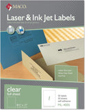 MACO Full Sheet Clear Matte Printable Labels Laser/Ink Jet Compatible Craft Labels, 1 per Sheet, 81/2 x 11, Box of 50 Pag
