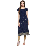 ZIYAA Women's Crepe Straight Kurta (ZIKUCR1499_XXL_Blue_xx-Large)