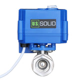 U.S. Solid Motorized Ball Valve- 1/2 NSF Certified 304SS Ball Valve with Manual Function, Full Port, 9-24V AC/DC and 2 Wire Auto