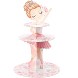 Honeydak 3 Tier Ballerina Party Cupcake Stand Decorations Pink Ballerina Theme Cupcake Holder Decorations Dancing Girl Ballet De