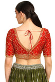 Soch Womens Red Zari Embroidery Padded Silk Blend Blouse With Sequins Red 36