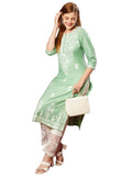 Gosriki Women'S Rayon Blend Straight Chikankari Embroidered Kurta (Victoria Green-Jl-Gs_4Xl_Green_Xxxx-Large),Green,4,B0D73XXSVR