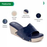 Ortho Joy Fancy Doctor Slippers | Soft Chappal For Women | Comfortable Wedges Sandals For Women Stylish,Navy Blue,6,B09XMKCSXJ