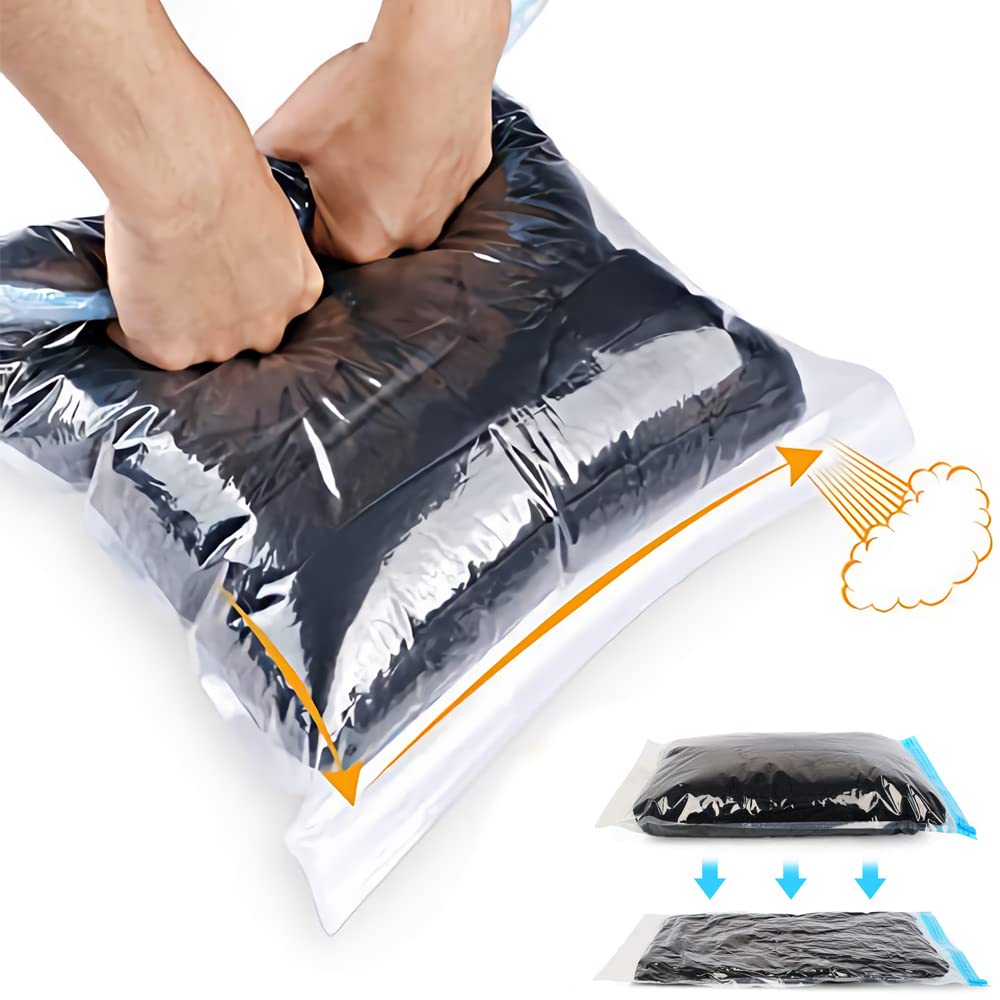 Compression Bags - Travel Accessories - 10 Pack Space Saver Bags - No Vacuum or Pump Needed - Vacuum Storage Bags for Travel Ess