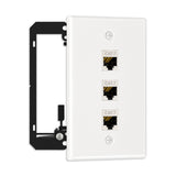 FGB Ethernet Wall Plate with Mounting Bracket, 3 Port Keystone Wall Plate with Bracket and Cat7 Shielded RJ45 Keystone Coupler, 