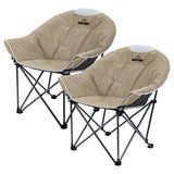 OUTDOOR LIVING SUNTIME Oversized Padded Camping Chair,Portable Comfy Outdoor Folding Moon Round Saucer Chairs for Adults with Ho