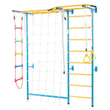 VEVOR Indoor Jungle Gym for Toddlers, 7-in-1 Climbing Playset with Carbon Steel Swedish Ladder, Wall Ladder, Pull-Up Bar, Rope L