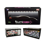 Illumibox Black Collectible Display Show Case Illumicase+ with LED Lights and Mirror Base and Back for 1/64 1/43 1/32 1/24 1/18 