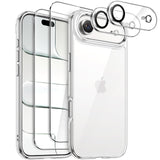 JETech 5 in 1 Case for iPhone Air with 2 Pack Each Tempered Glass Screen Protectors and Camera Lens Protectors, Non-Yellowing Sh