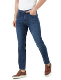 INKD Men's Contrast Stitch Stretchable Regular Fit Jeans,Denim Divine