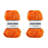 Buvemu Eyelash Fun Fur Yarn 100 Gram (3.53 Ounces) 175 Yards (160 Meters) (Orange - 2 Skeins)