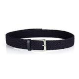 BSLLNEK Elastic Braided Belt, 1 3/8, Woven Stretch Belt for Golf Casual Jeans Shorts Pants (Navy, Small (28-32 Waist))