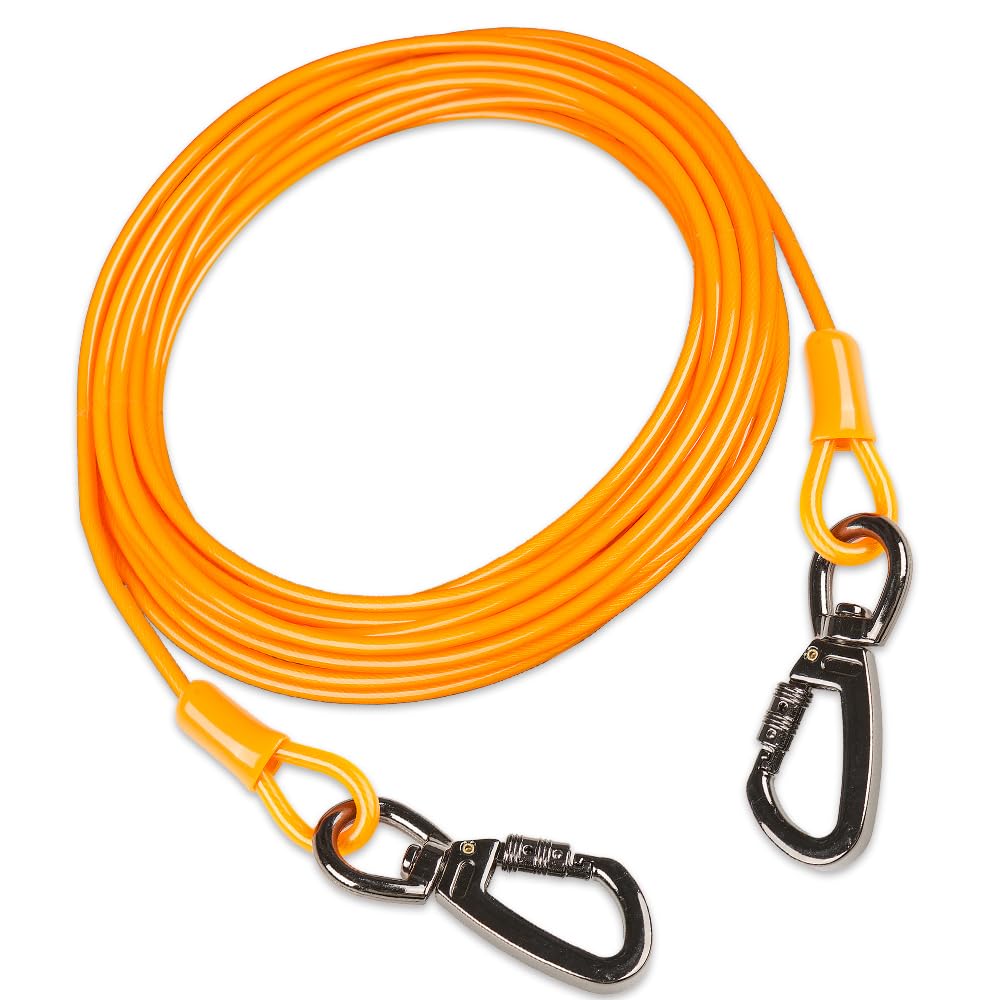 Dog tie Out Cable, 10/20/25/30/50/70/100 feet, Suitable for Dogs up to 350 pounds, Dog Cable with Swivel Buckle, Lightweight, No