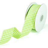 PQZKLDP Green and White Gingham Ribbon 1 inch Plaid Ribbon Flower Bouquet Wreath Gift Wrapping Checked Ribbon 100% Polyester Eac