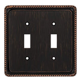 Henne Bery Rope Edge Decorative Wall Plate Switch Plate Outlet Cover (Double Toggle, Aged Bronze)