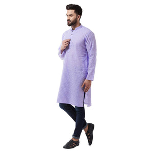 Sojanya (Since 1958 Men'S Cotton Blend Purple Woven Design Only Long Kurta Size: 38