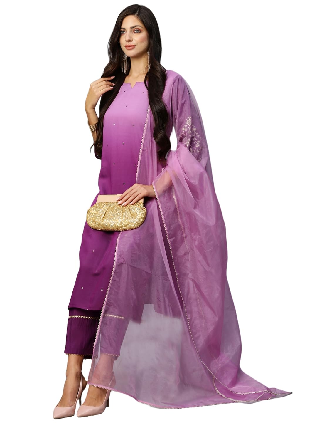 Gosriki Women'S Cotton Blend Straight Embroidered Kurta With Pant & Dupatta (Peding-Purple-Ngb-Gs_S_Purple_Small),Purple,,B0CLH6PG7G