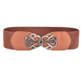 Syga WomenS Slim Elastic Waist Belt With Silver Interlocking Buckle Stretchable And Elegant Belt For Dresses, Skirts And Jeans