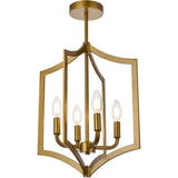 Living District Kiera 4-Light Mid-Century Metal Pendant In Brass