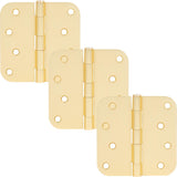 Stone Harbor Hardware 4 Door Hinges, 5/8 Radius Corner, Satin Brass, 3-Pack