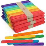 CraftySticks- 200 Pack 4.5 Inch Multi Color Rainbow Popsicle Sticks, Wood Craft Sticks for Crafts, Learning and STEM Basics