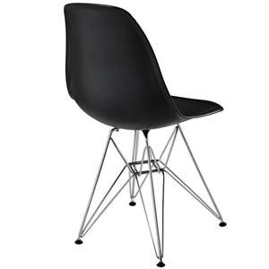 Modway Paris Mid-Century Modern Molded Plastic Steel Metal Base In Black, One Dining Chair