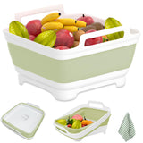 CQHVKQ 2.4 Gal(9L) Collapsible Dish Basin,Collapsible Kitchen Sink with Drain,Laundry Tub,Dish Tubs, Camping Sink Foldable, Kitc