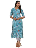 Gosriki Women'S Cotton Blend Printed Straight Kurta With Pant (Charan-Sky-Gs_Xxl_Sky Blue_Xx-Large),Sky Blue,2,B0CDPS9D7B
