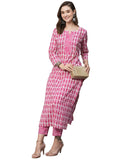Gosriki Women'S Cotton Blend Straight Printed Kurta With Pant (Karika Pink-Gs_Xl_Pink_X-Large),Pink,,B0C5JS79VG