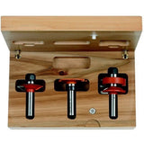 CMT 855.803.11 3Piece Glass Panel Set in Hardwood Case, 1/2Inch Shank, CarbideTipped
