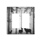 Xuejiaku Outlet Covers Country Deer Hunting Rustic Woodland Misty Forest 2 Gang Wall Plate Double Rocker Light Switch Cover Deco